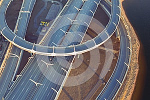 High-speed highway junction, with loops on the gulf coast