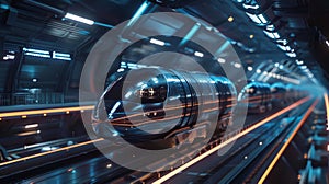 Highspeed hyperloop transportation systems drastically reducing travel time between major cities