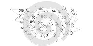 High speed internet 5G .New mobile communication technology .Map 5G.Technology background . vector.