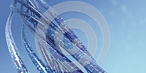 High speed internet connection. Encoded data stream 3D illustration. Big data analytics