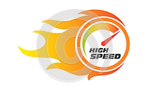 High speed internet performance gauge flame speedometer