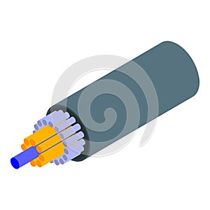High speed optical cable icon, isometric style