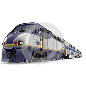 High speed passenger double deck train on white. 3D illustration