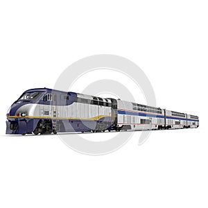 High speed passenger double deck train on white. 3D illustration