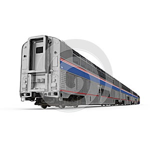 High speed passenger double deck train on white. 3D illustration