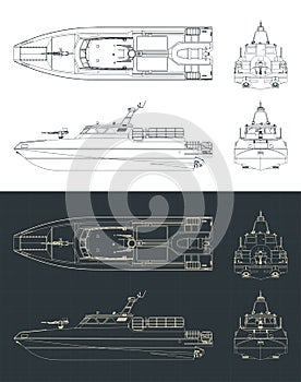 High speed patrol boat blueprints
