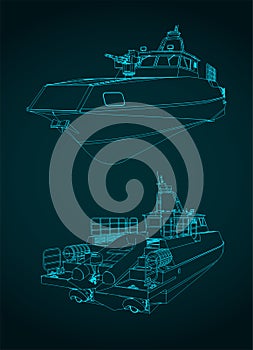 High speed patrol boat drawings