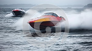 High-speed powerboats racing across the ocean waves at full throttle photo