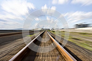 High speed rail tracks photo