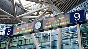 High speed railway station signs and directions, China