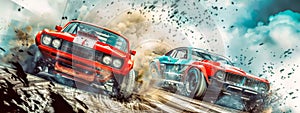 High-speed rally race with vintage sports cars