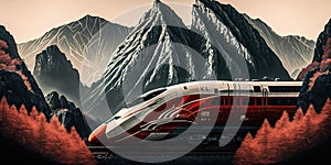 Alto velocità il treno correre attraverso montagna 