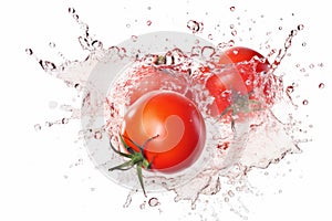 high-speed shot of a ripe tomatoes making a splash