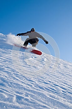 High Speed Snowboarder, Snow Flying