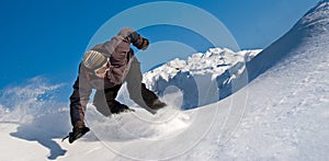 High Speed Snowboarder, Snow Flying