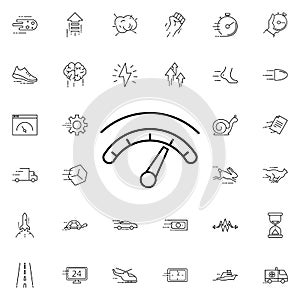 High speed on the speedometer icon. Universal set of speed for website design and development, app development