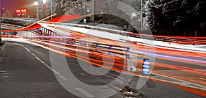 High speed traffic and blurred light trails