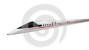 High speed train. concept design for magnetic levitation and vacuum tunnel technology. 3d illustration