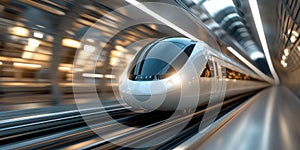 High-speed train depiction: dynamic motion, modernized appearance, cutting-edge design, rapid transport, innovative photo