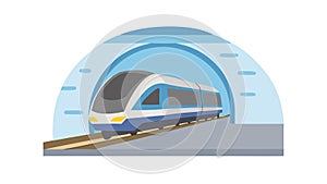 High-Speed Train Entering Tunnel for Modern Transport, vector design Generative AI