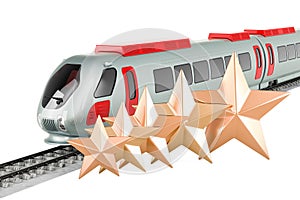 High speed train with five golden stars, 3D rendering