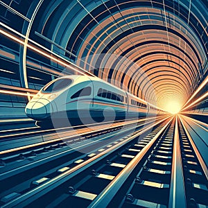 high-speed train hurtling through a tunnel photo