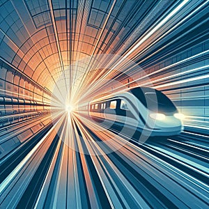 high-speed train hurtling through a tunnel photo