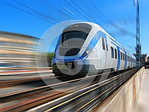 High-speed train in motion photo