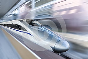 High speed train with motion blur