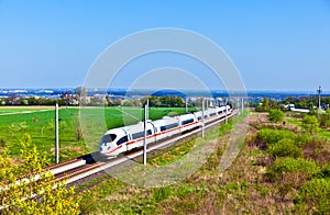 High speed train in open area