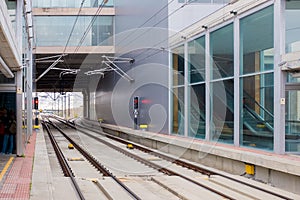 High speed train railway platform station in Spain photo