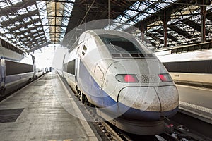 High speed train at the railway station