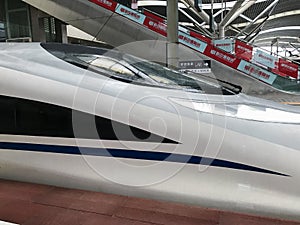 High-speed train in railway station in China