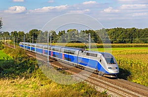 High-speed train Strasbourg - Paris, France