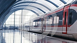 High-speed train throughout the modern railway station