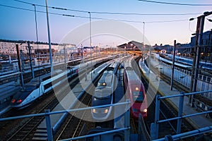 High-speed trains at Gare Du Nord station, Paris photo