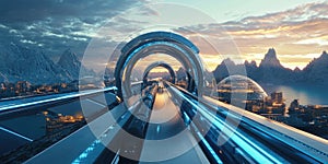 High-Speed Transportation Hub with Hyper-Modern Design for Urban Planning, Innovation, and Future Transportation Projects photo
