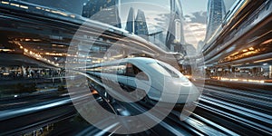 High-Speed Transportation Hub with Hyper-Modern Design for Urban Planning, Innovation, and Future Transportation Projects photo