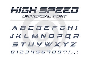 High speed universal font. Fast sport, futuristic, technology, future alphabet.