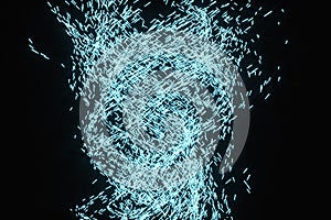 High speed vortex particles, 3d rendering
