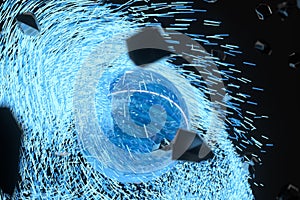 High speed vortex particles, 3d rendering