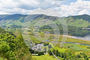 High Spy and maiden Moor mountains and Derwent Water Lake District south of Keswick elevated view