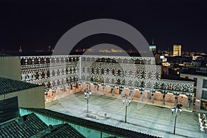 High square at night (Plaza Alta, Badajoz), Spain