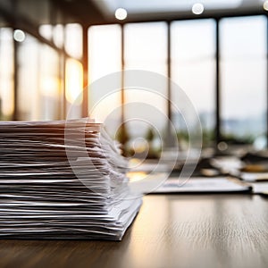 Large Stack of Papers on Desk