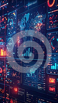 Futuristic Global Data Command Center Interface