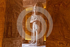 High statue inside a temple in Abu Simbel