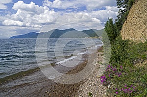 High steep shore of Lake Baikal