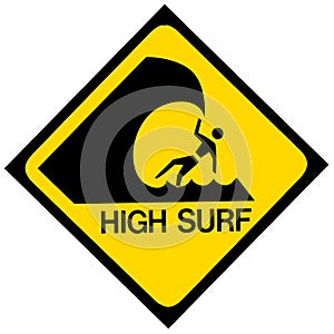 High surf warning sign