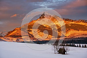 High Tatras Krivan with a small house