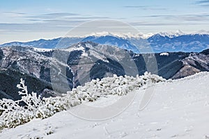 Vysoké Tatry z Nízkych Tatier, Slovensko, zimná scéna